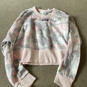 Adidas Pink Camo Cropped Sweatshirt